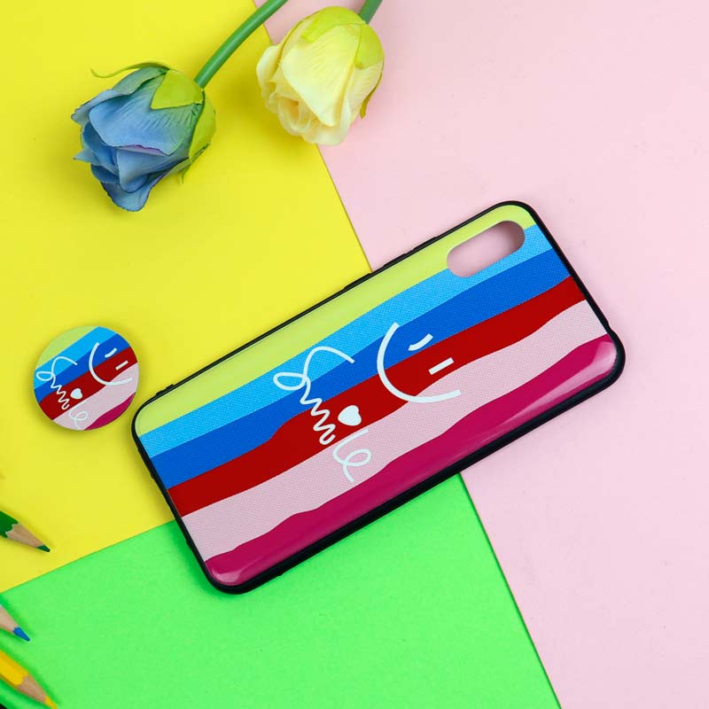 قاب فانتزی برجسته + پاپ سوکت طرح رنگین کمان شیائومی Redmi 9A سری D