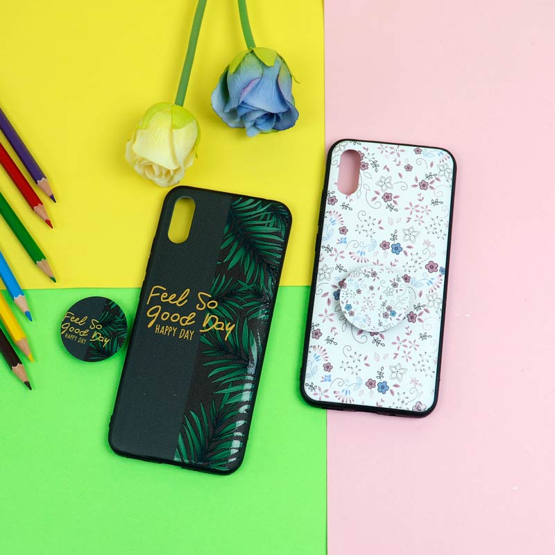 قاب فانتزی برجسته + پاپ سوکت طرح گل شیائومی Redmi 9A سری D
