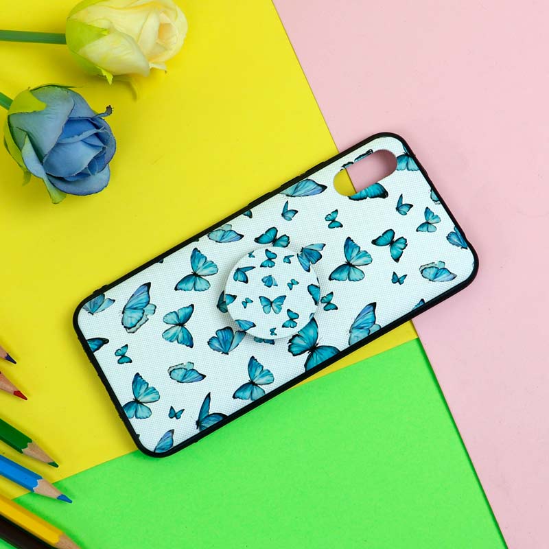 قاب فانتزی برجسته + پاپ سوکت طرح پروانه شیائومی Redmi 9A سری D