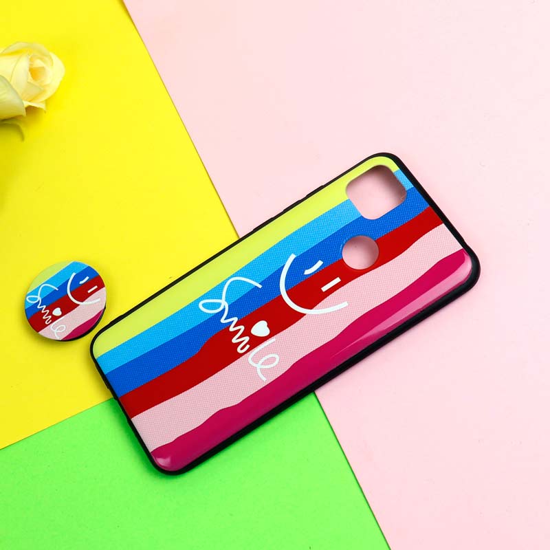 قاب فانتزی برجسته + پاپ سوکت طرح رنگین کمان شیائومی Redmi 9C سری D