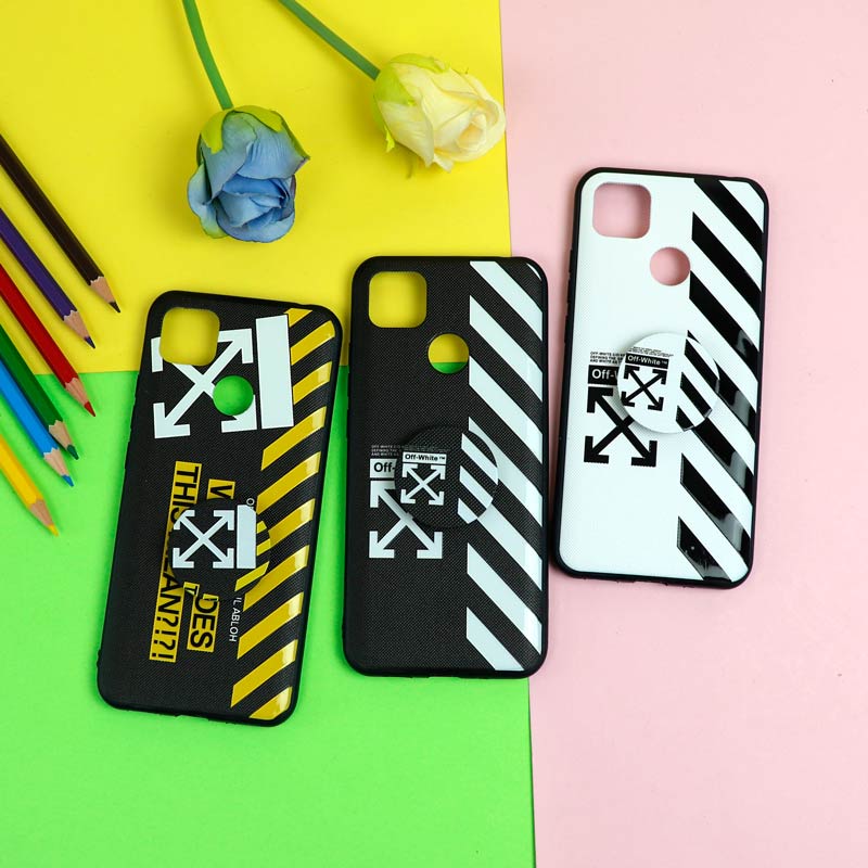 قاب فانتزی برجسته + پاپ سوکت طرح Off White شیائومی Redmi 9C سری D
