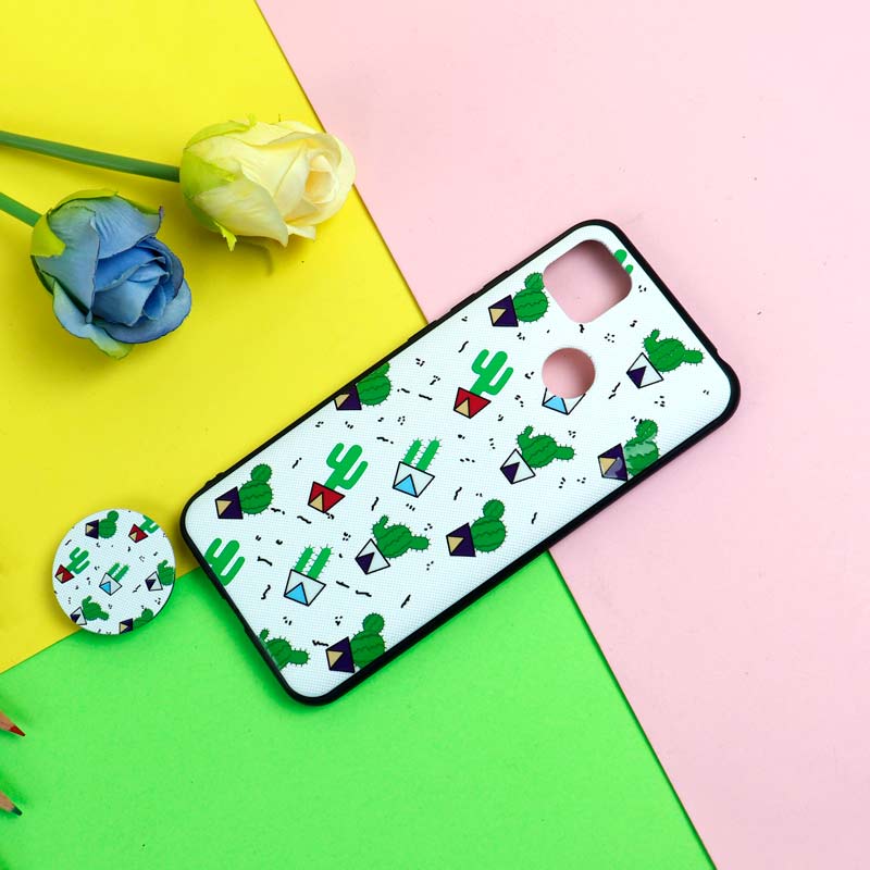 قاب فانتزی برجسته + پاپ سوکت طرح کاکتوس شیائومی Redmi 9C سری D