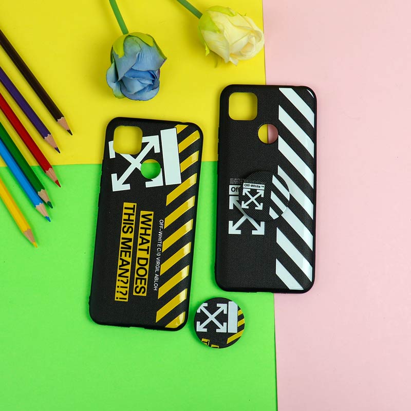 قاب فانتزی برجسته + پاپ سوکت طرح Off White شیائومی Redmi 9C سری D