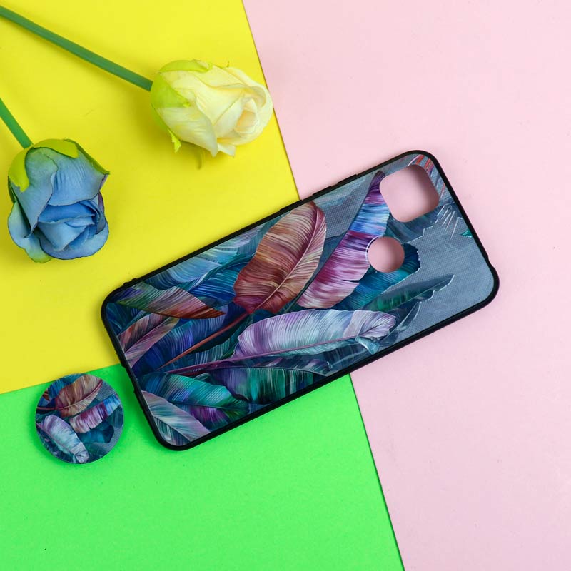 قاب فانتزی برجسته + پاپ سوکت طرح گل شیائومی Redmi 9C سری D