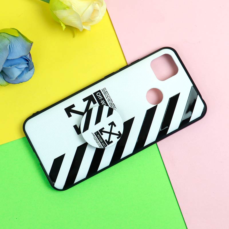 قاب فانتزی برجسته + پاپ سوکت طرح Off White شیائومی Redmi 9C سری D