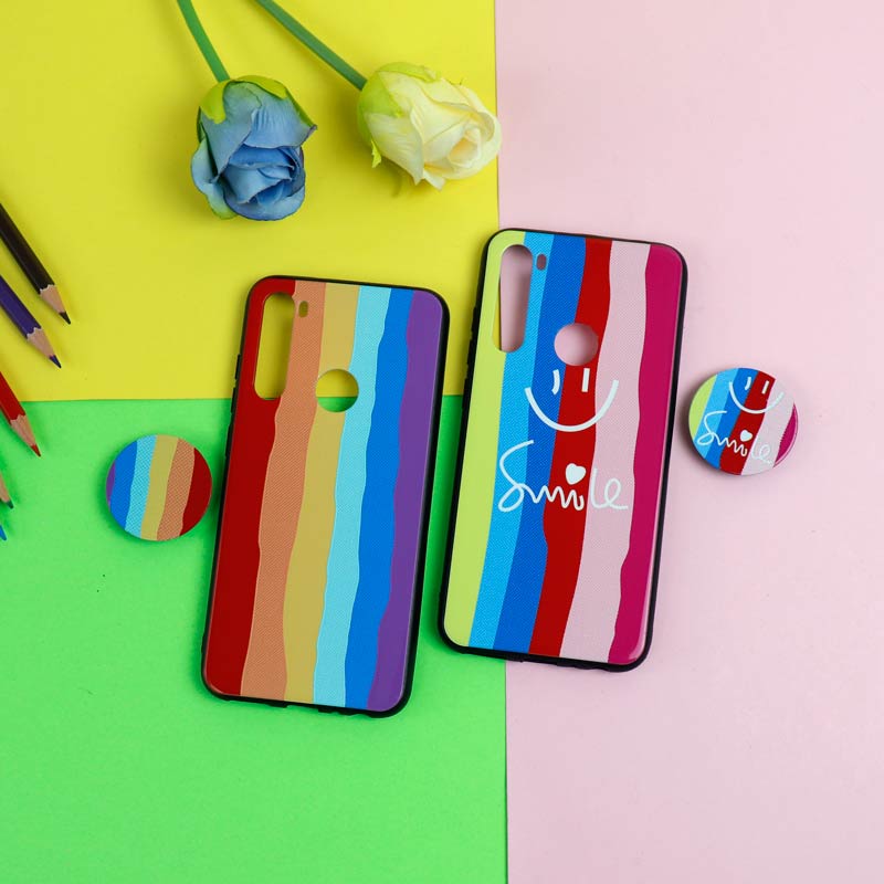 قاب فانتزی برجسته + پاپ سوکت طرح رنگین کمان شیائومی Redmi Note 8 سری D