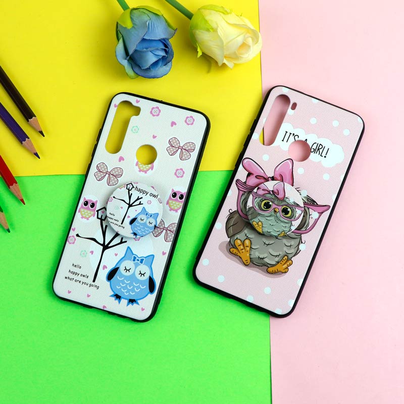 قاب فانتزی برجسته + پاپ سوکت طرح جغد شیائومی Redmi Note 8 سری D