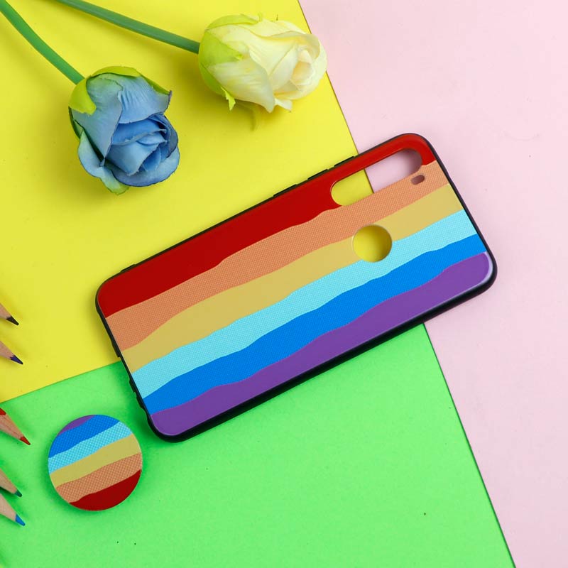 قاب فانتزی برجسته + پاپ سوکت طرح رنگین کمان شیائومی Redmi Note 8 سری D