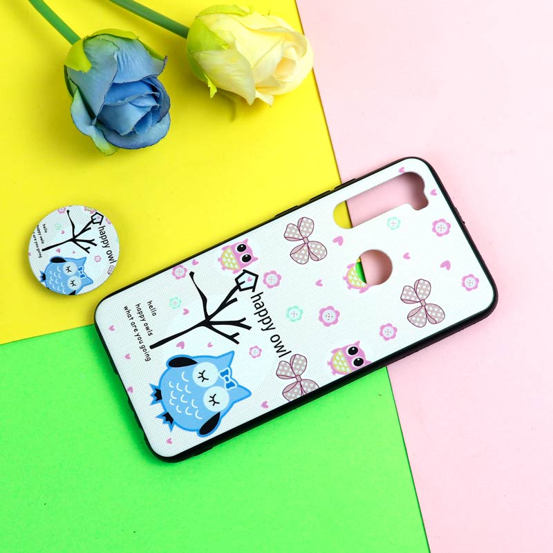 قاب فانتزی برجسته + پاپ سوکت طرح جغد شیائومی Redmi Note 8 سری D