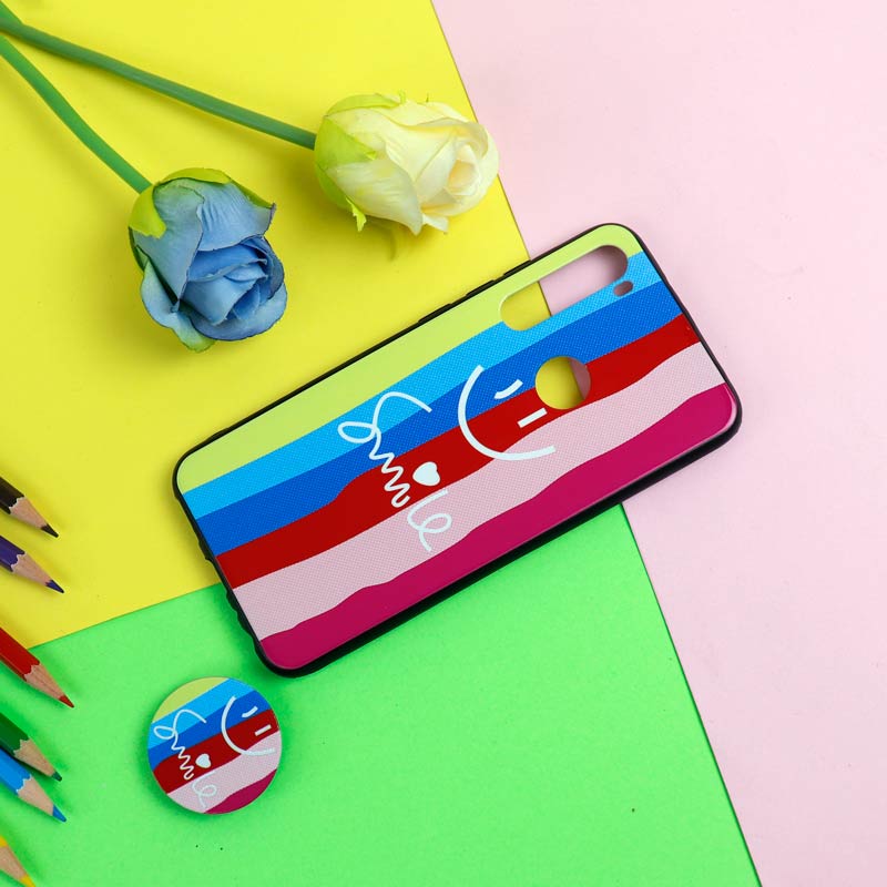 قاب فانتزی برجسته + پاپ سوکت طرح رنگین کمان شیائومی Redmi Note 8 سری D