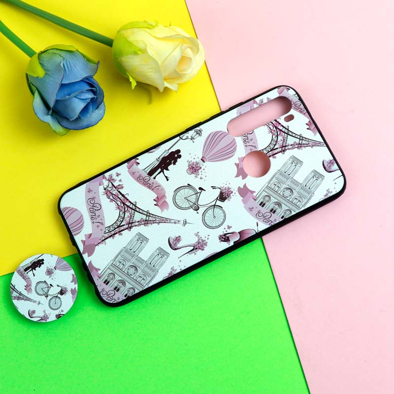 قاب فانتزی برجسته + پاپ سوکت طرح ایفل شیائومی Redmi Note 8 سری D