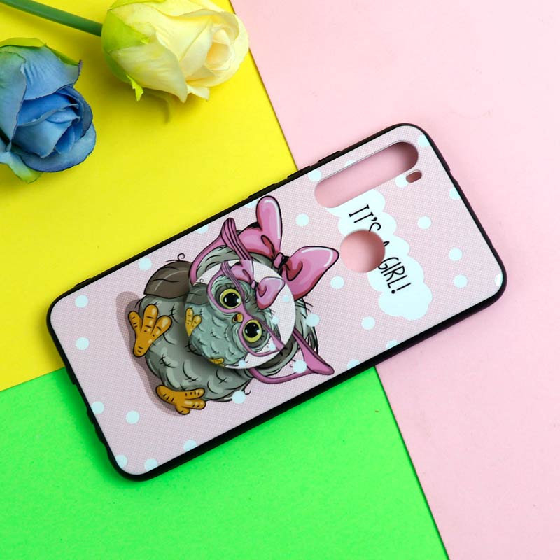قاب فانتزی برجسته + پاپ سوکت طرح جغد شیائومی Redmi Note 8 سری D
