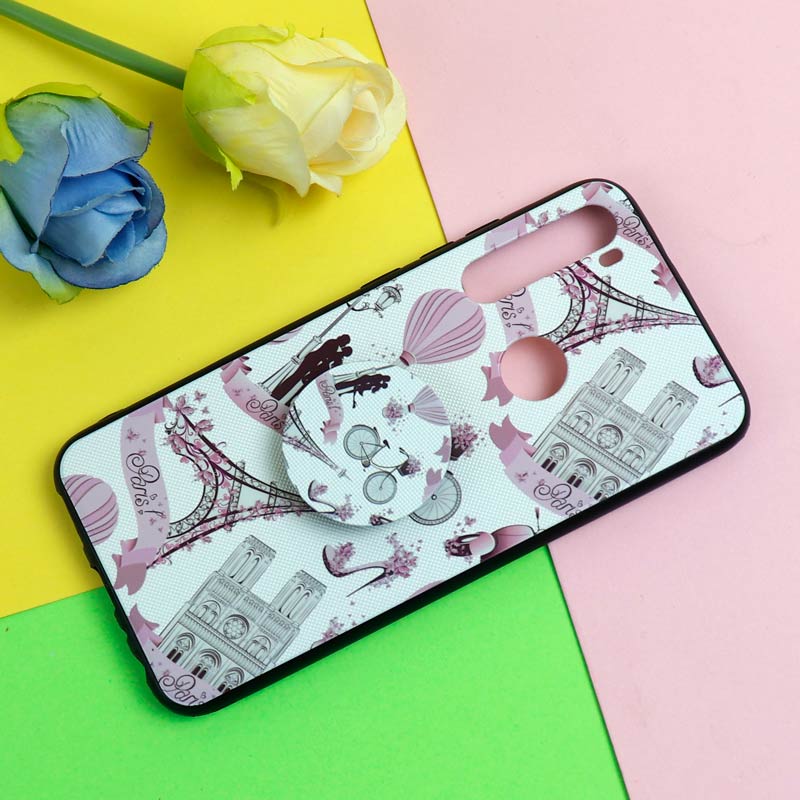 قاب فانتزی برجسته + پاپ سوکت طرح ایفل شیائومی Redmi Note 8 سری D
