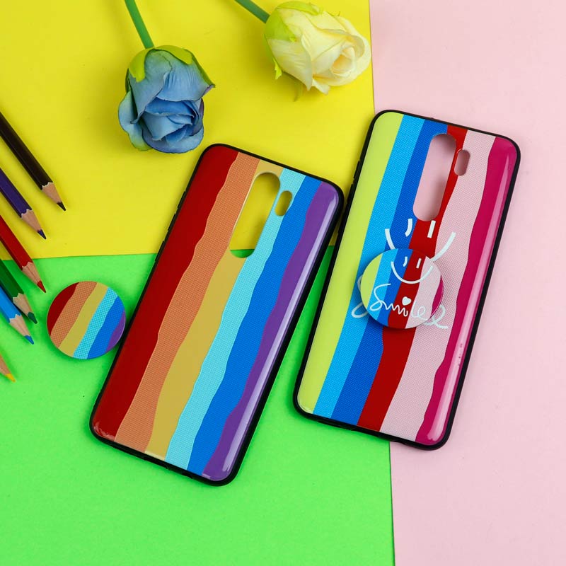 قاب فانتزی برجسته + پاپ سوکت طرح رنگین کمان شیائومی Redmi Note 8 Pro سری D