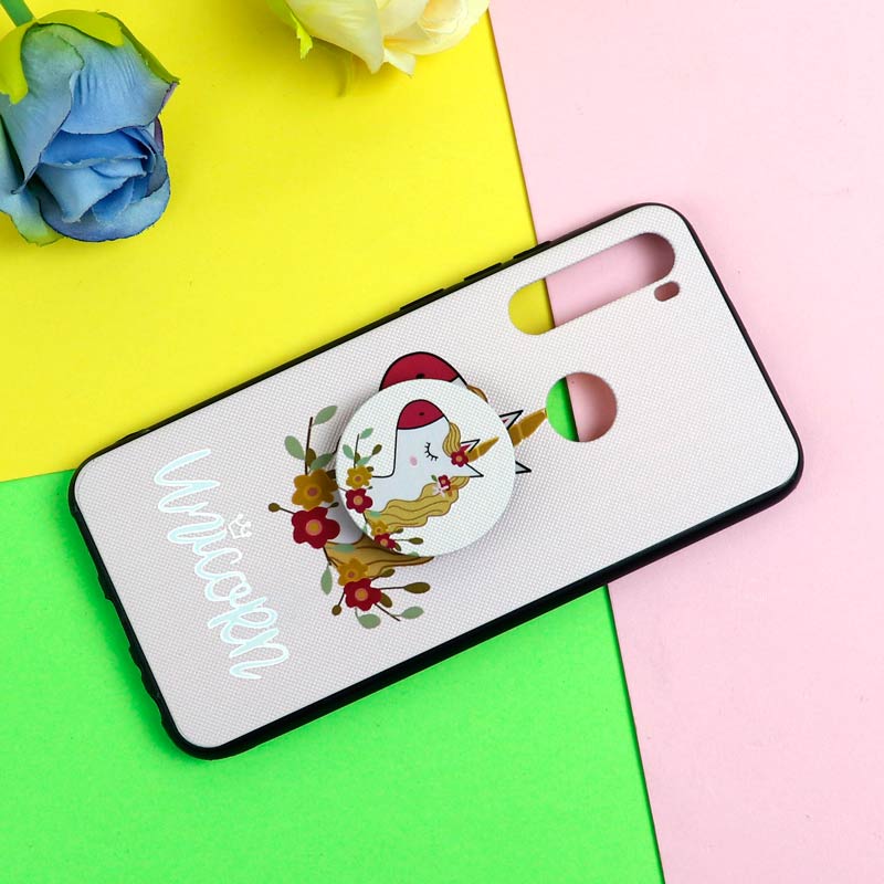 قاب فانتزی برجسته + پاپ سوکت طرح یونیکورن شیائومی Redmi Note 8 سری D