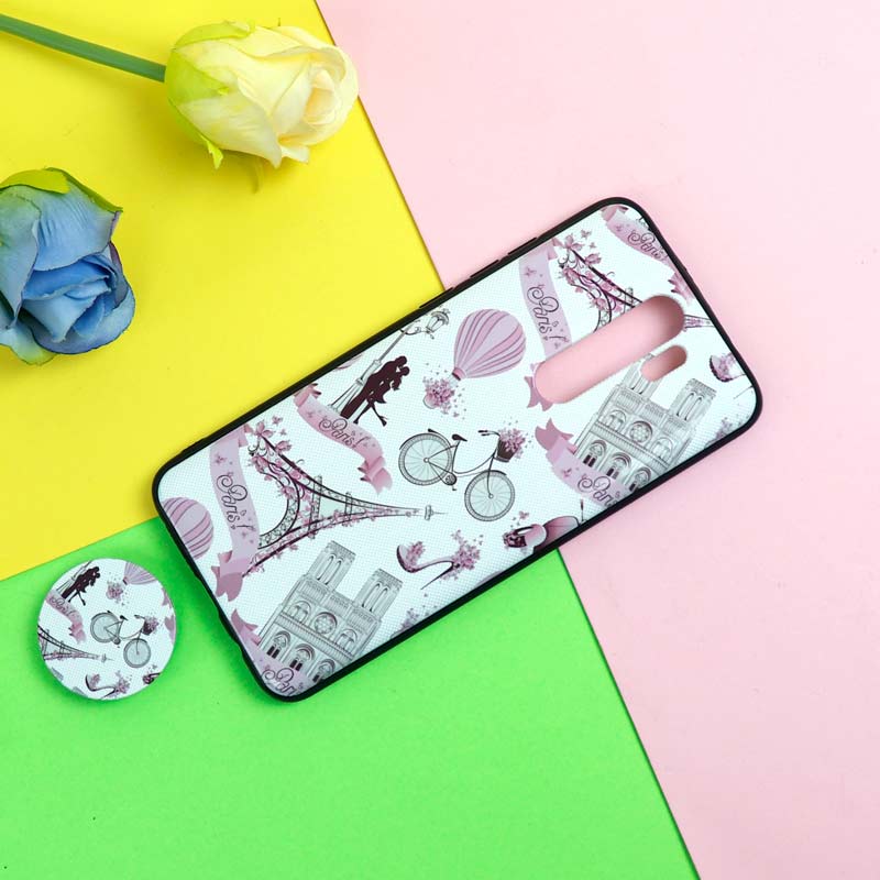 قاب فانتزی برجسته + پاپ سوکت طرح ایفل شیائومی Redmi Note 8 Pro سری D