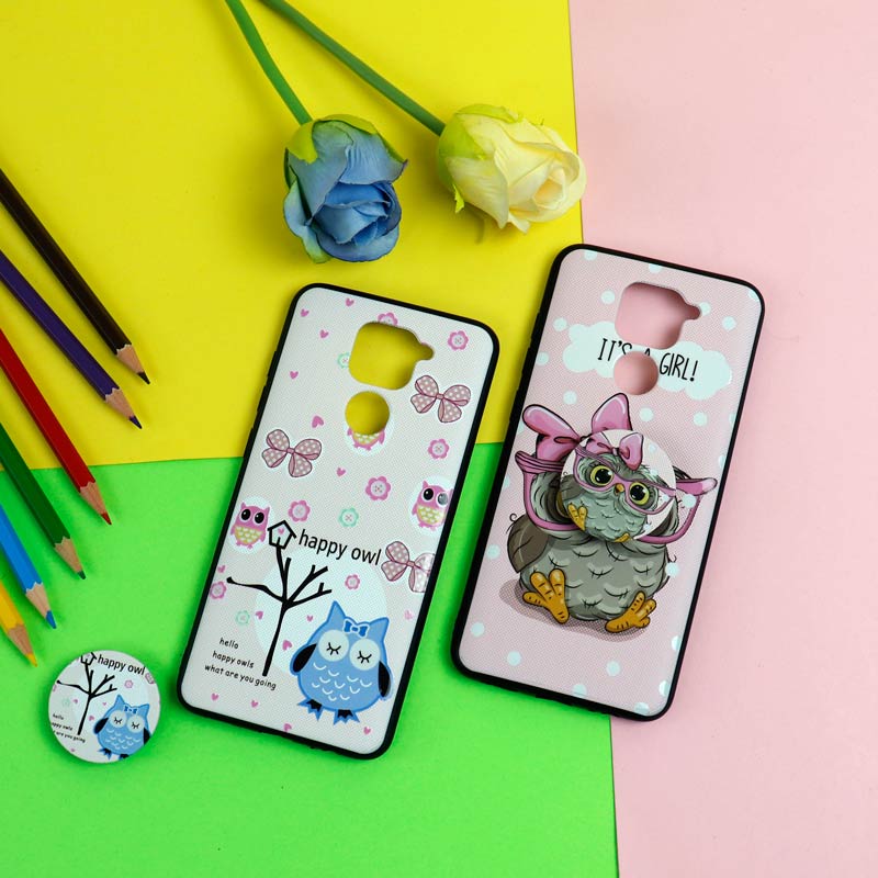 قاب فانتزی برجسته + پاپ سوکت طرح جغد شیائومی Redmi Note 9 سری D