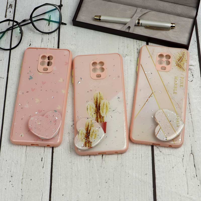 قاب محافظ لنزدار پاپ سوکت دار صورتی Xiaomi Redmi Note 9s / Note 9 Pro