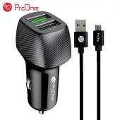 شارژر فندکی فست شارژ ProOne PCG11 QC3 + کابل میکرو یو اس بی
