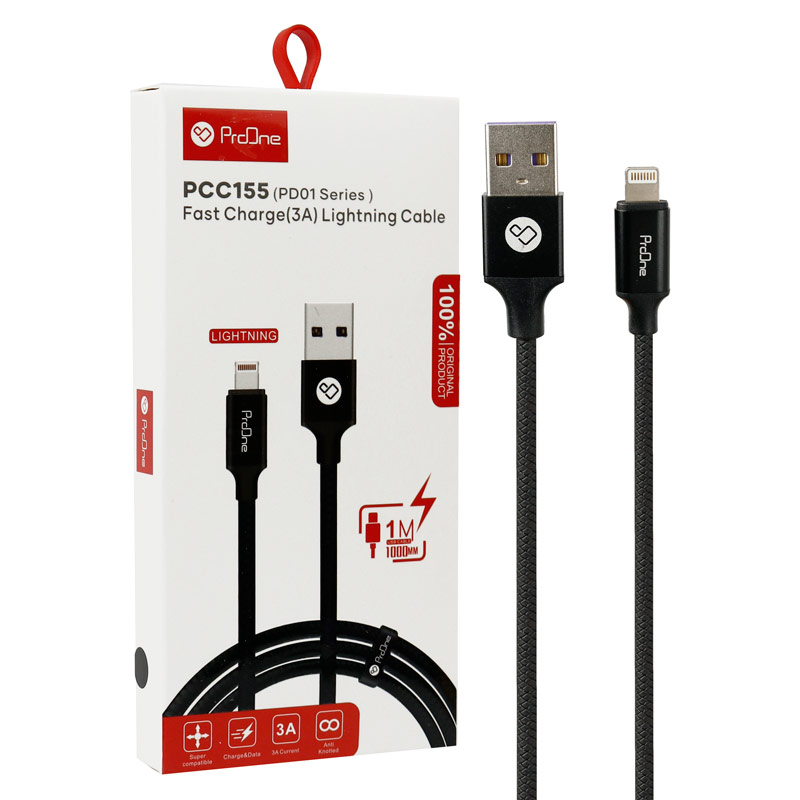 کابل آیفونی فست شارژ ProOne PD01 Series PCC155 3A 1m