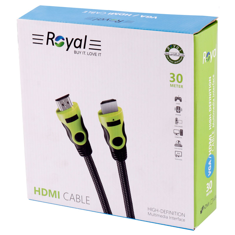 کابل Royal HDMI 30m پوست ماری