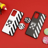 قاب فانتزی برجسته + پاپ سوکت طرح Off White سامسونگ A72 سری D