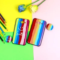 قاب فانتزی برجسته + پاپ سوکت طرح رنگین کمان سامسونگ J7 سری D