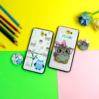 قاب فانتزی برجسته + پاپ سوکت طرح جغد سامسونگ J7 Prime سری D