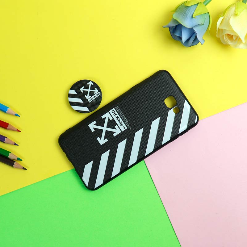 قاب فانتزی برجسته + پاپ سوکت طرح Off White سامسونگ J7 Prime سری D