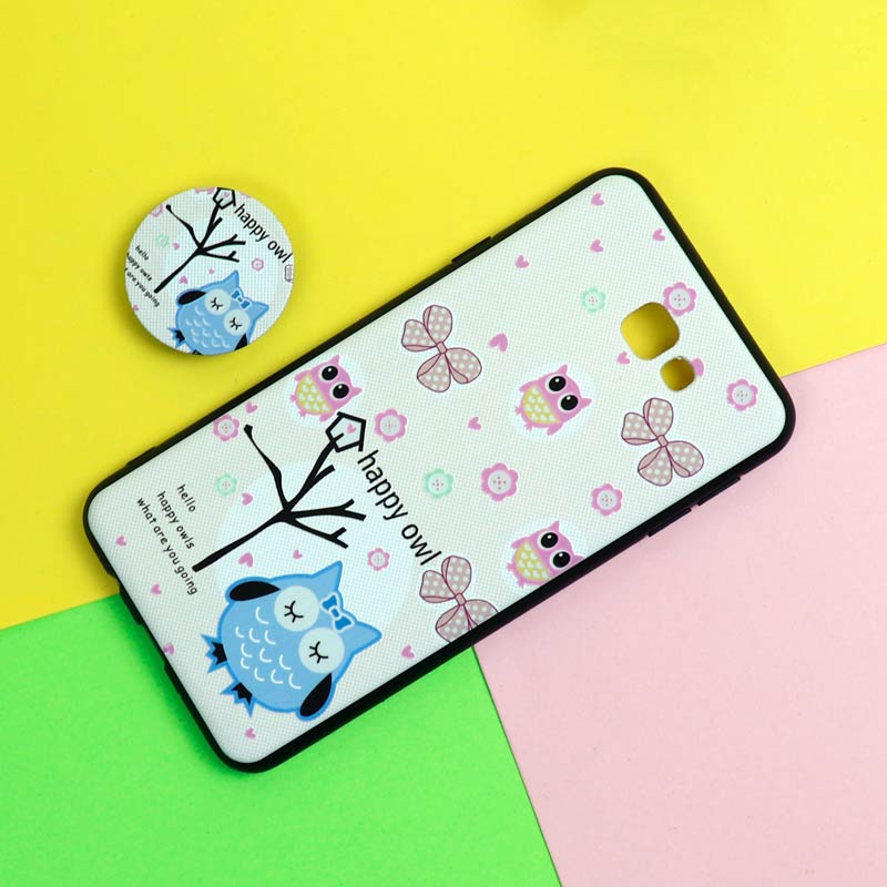 قاب فانتزی برجسته + پاپ سوکت طرح جغد سامسونگ J7 Prime سری D