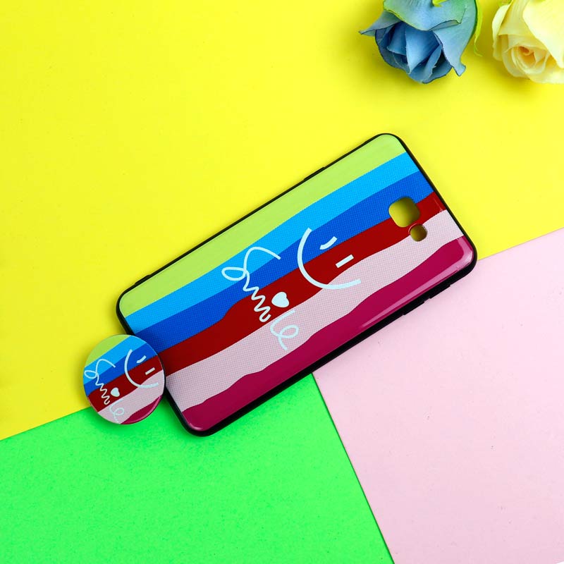 قاب فانتزی برجسته + پاپ سوکت طرح رنگین کمان سامسونگ J7 Prime سری D