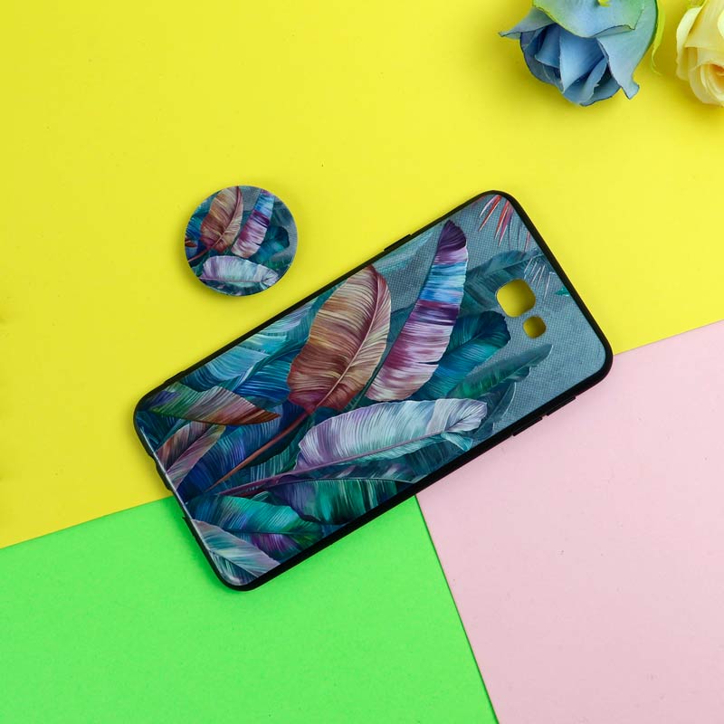 قاب فانتزی برجسته + پاپ سوکت طرح گل سامسونگ J7 Prime سری D