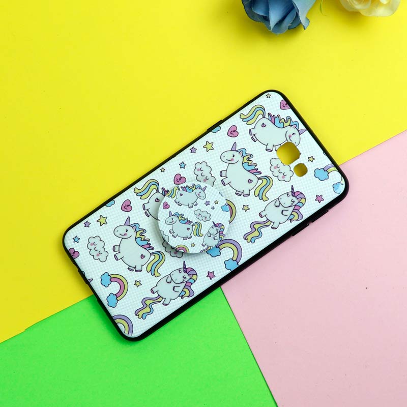 قاب فانتزی برجسته + پاپ سوکت طرح یونیکورن سامسونگ J7 Prime سری D