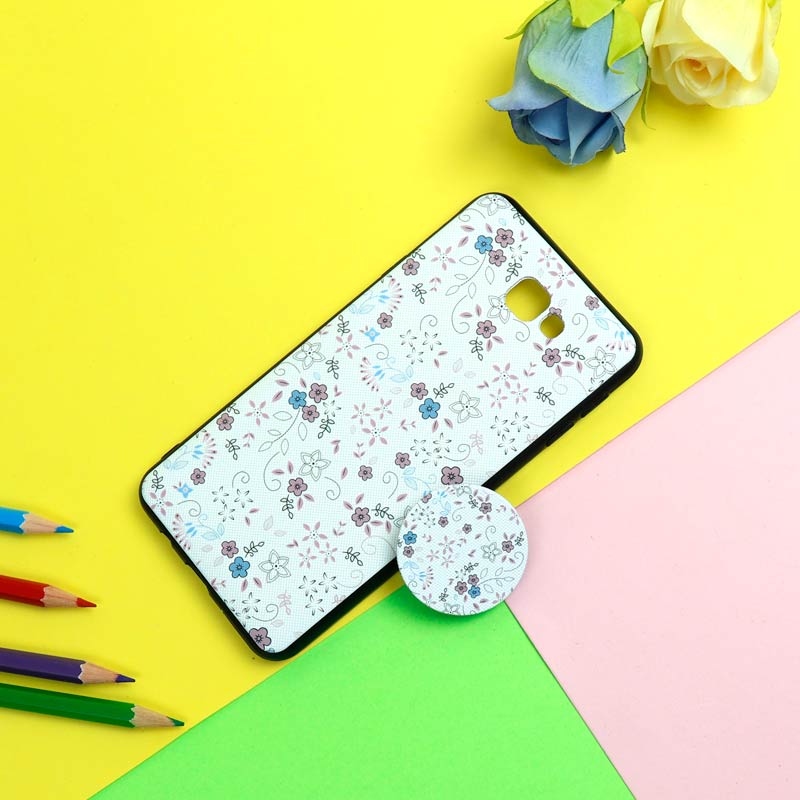 قاب فانتزی برجسته + پاپ سوکت طرح گل سامسونگ J7 Prime سری D