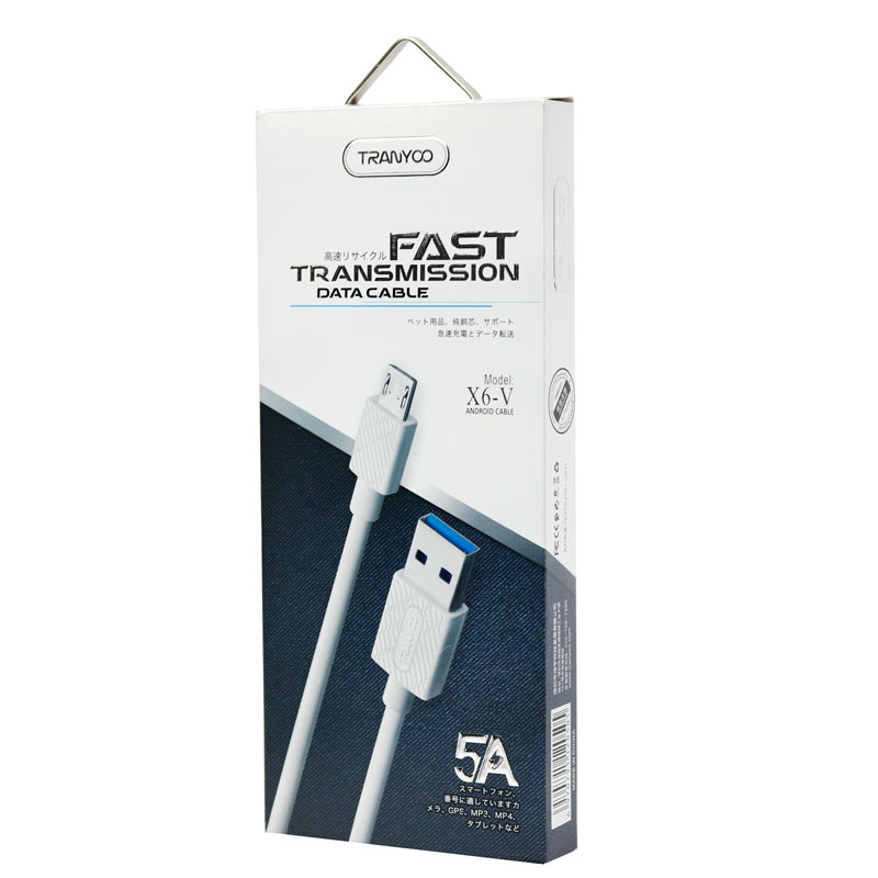 کابل میکرو یو اس بی فست شارژ Tranyoo X6-V 5A 1m