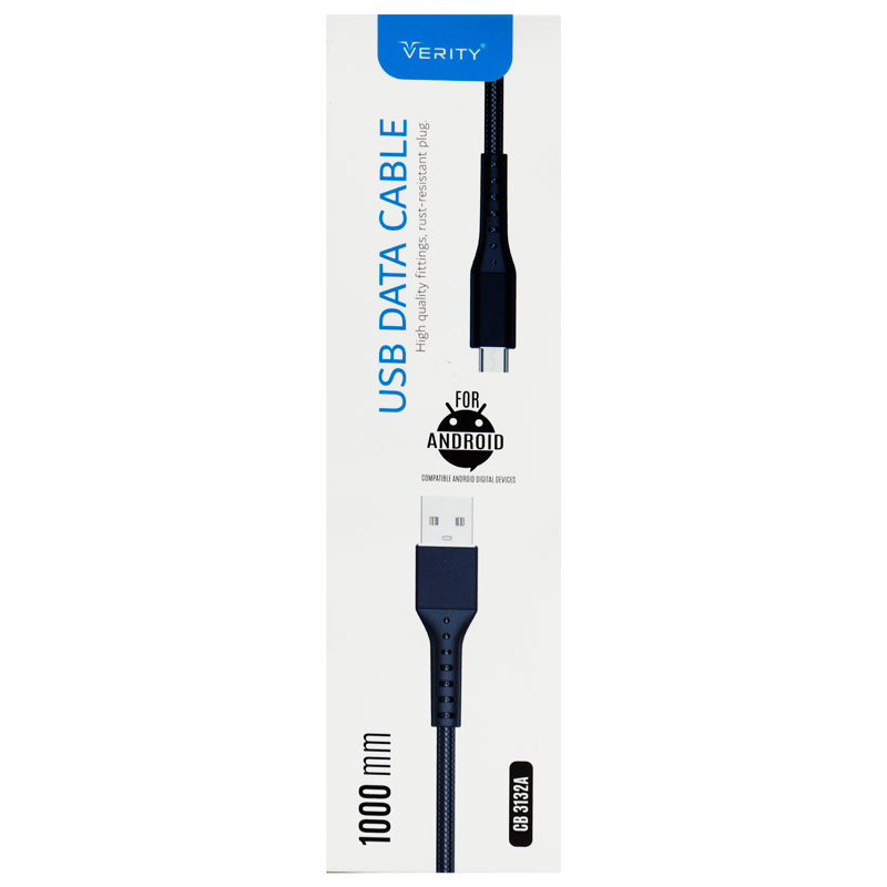 کابل میکرو یو اس بی فست شارژ Verity CB3132A 1m
