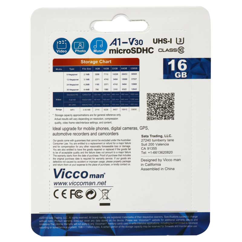 رم میکرو 16 گیگ ویکومن ViccoMan Final 600x Plus U3 A1 V30 C10 90MB/s + خشاب