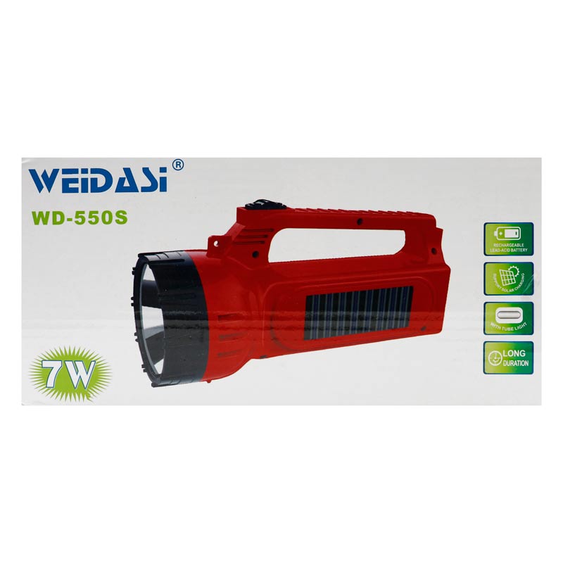 چراغ قوه شارژی 2 حالته خورشیدی ویداسی WEIDASI WD-550S