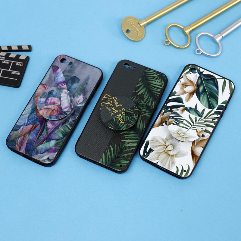 قاب فانتزی برجسته + پاپ سوکت طرح گل آیفون iPhone 5/5s سری D