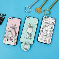 قاب فانتزی برجسته + پاپ سوکت طرح یونیکورن آیفون iPhone 5/5s سری D