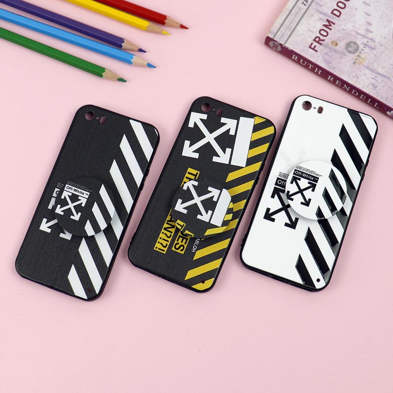 قاب فانتزی برجسته + پاپ سوکت طرح Off White آیفون iPhone 5/5s سری D
