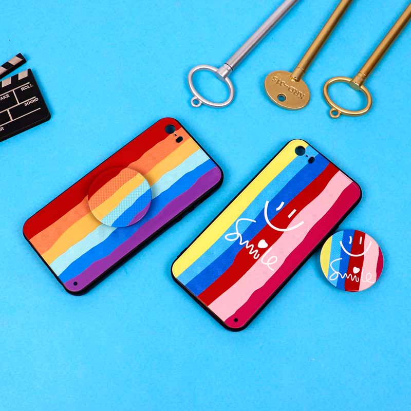 قاب فانتزی برجسته + پاپ سوکت طرح رنگین کمان آیفون iPhone 5/5s سری D