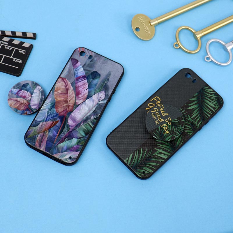 قاب فانتزی برجسته + پاپ سوکت طرح گل آیفون iPhone 5/5s سری D