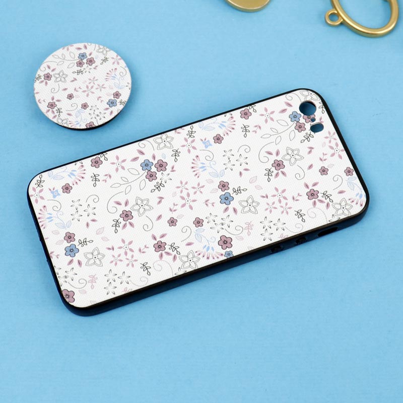 قاب فانتزی برجسته + پاپ سوکت طرح گل آیفون iPhone 5/5s سری D