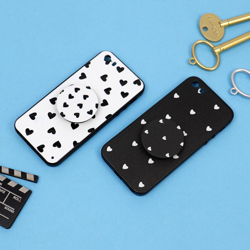 قاب فانتزی برجسته + پاپ سوکت طرح قلب iPhone 5/5s سری D