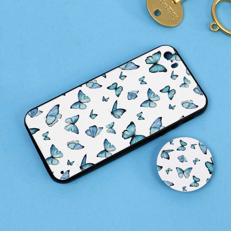 قاب فانتزی برجسته + پاپ سوکت طرح پروانه iPhone 5/5s سری D