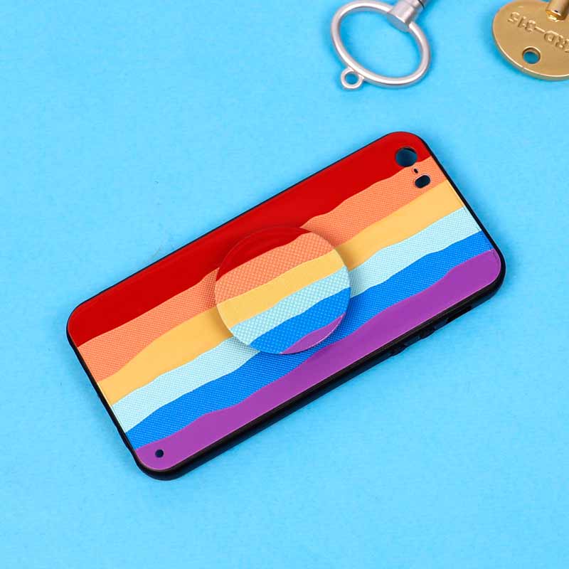 قاب فانتزی برجسته + پاپ سوکت طرح رنگین کمان آیفون iPhone 5/5s سری D