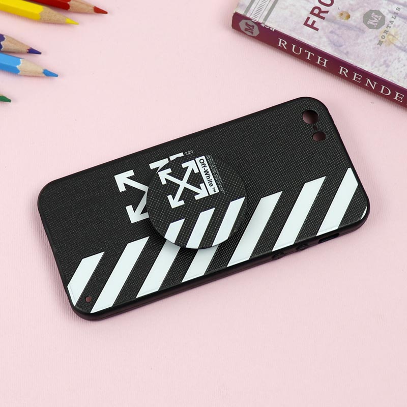 قاب فانتزی برجسته + پاپ سوکت طرح Off White آیفون iPhone 5/5s سری D