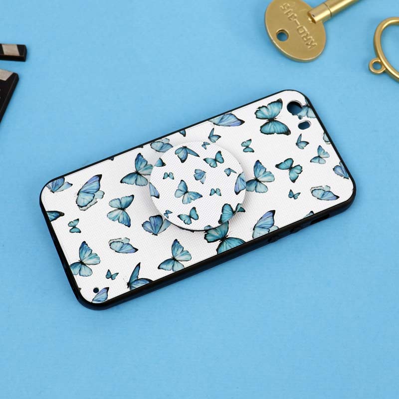 قاب فانتزی برجسته + پاپ سوکت طرح پروانه iPhone 5/5s سری D