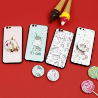 قاب فانتزی برجسته + پاپ سوکت طرح یونیکورن iPhone 6/6s سری D